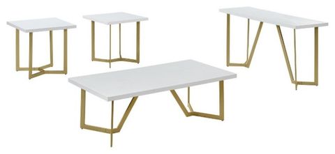 4Pc White Wood Coffee Table Set With Gold Painted Legs - Contemporary ... inside Styling Your Space The Charm of Black Wood Coffee Tables with Gold Accents